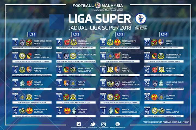 Jadual Perlawanan JDT 2018 Liga Super