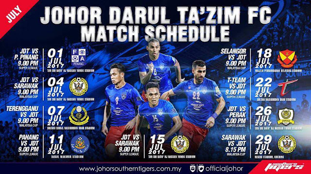 Jadual Perlawanan JDT 2017 Liga Malaysia 