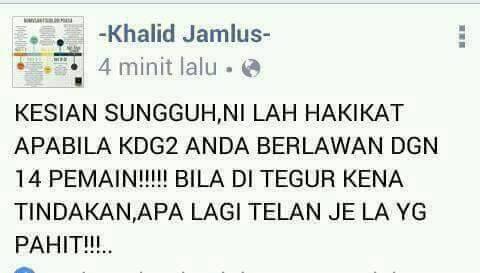 Komen Pedas Khalid Jamlus Anggap Seperti Lawan 14 Pemain & Hentam Pengadil Benarkan Gol Offside Ghaddar