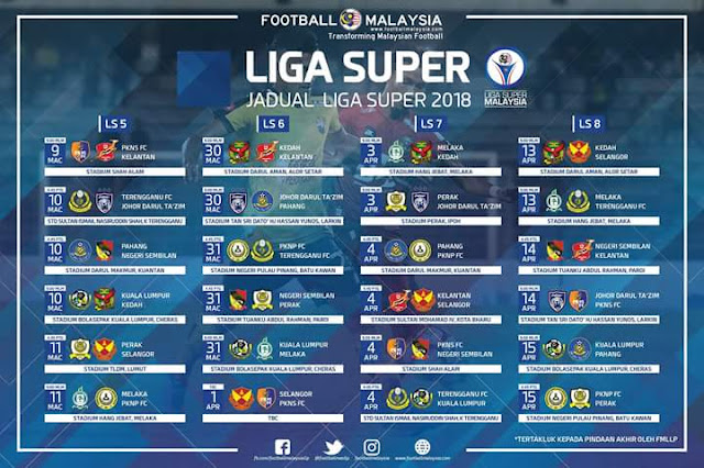 Jadual Perlawanan JDT 2018 Liga Super