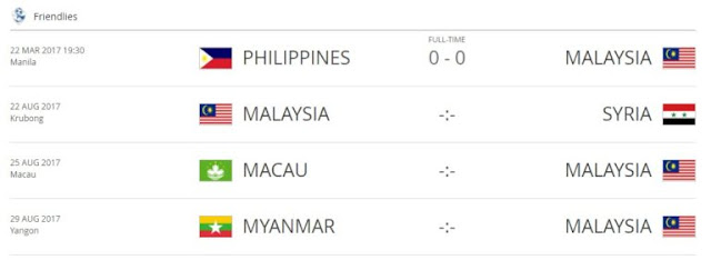 3 Perlawanan Persahabatan Harimau Malaya Bulan Ogos 2017